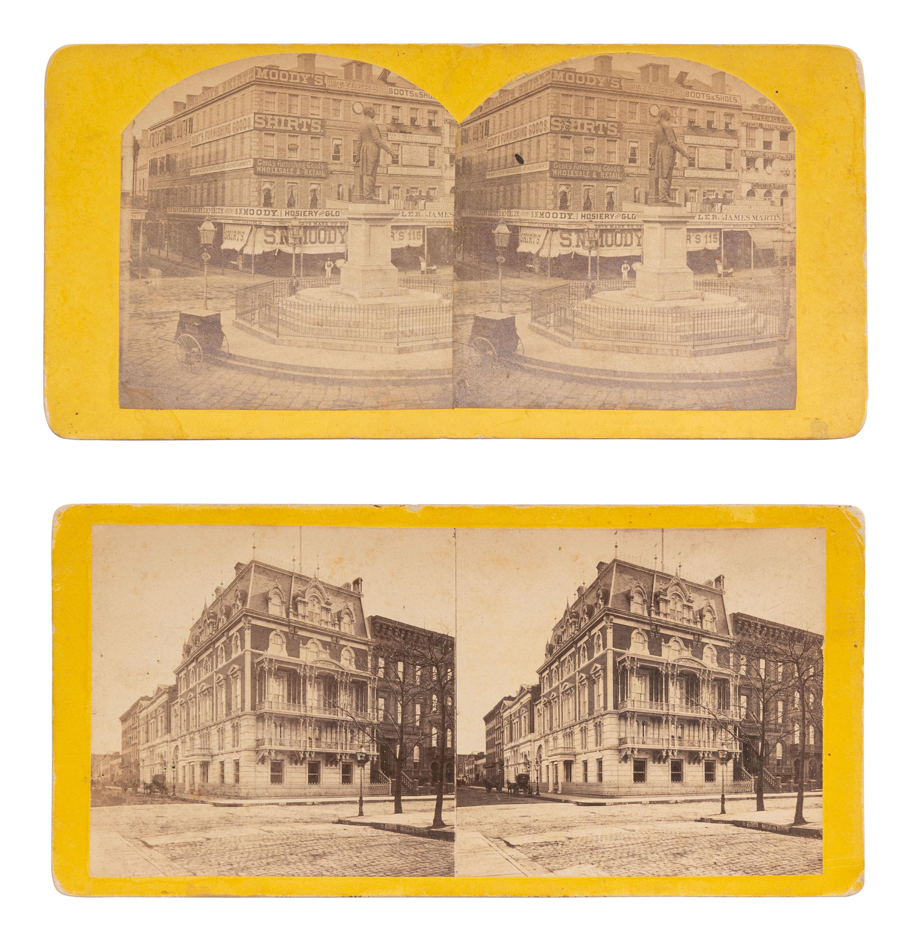 [EARLY PHOTOGRAPHY]. 50 stereoviews of New York City, incl. street scenes and landmarks.