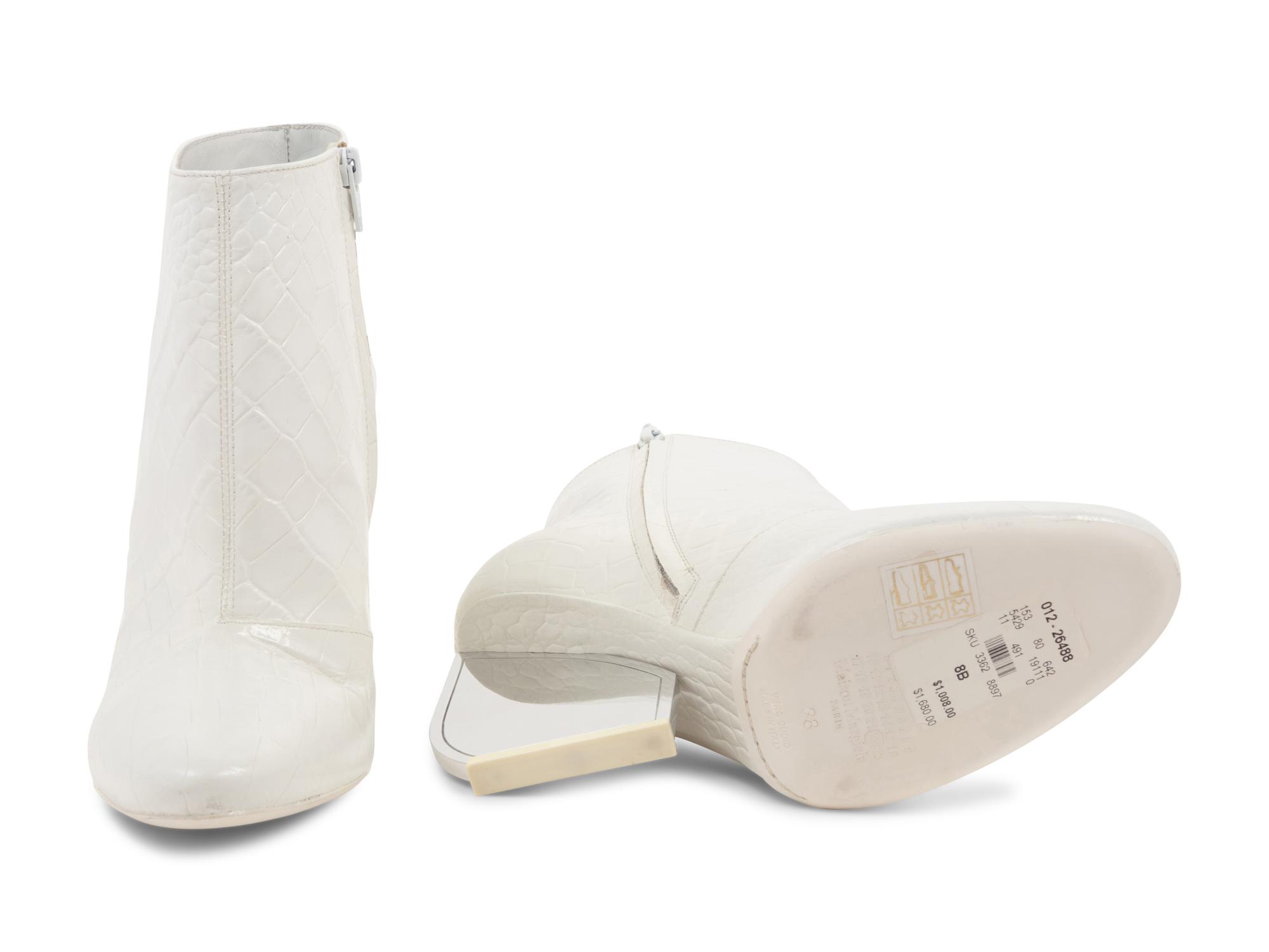 Maison Margiela Alligator Embossed Leather Boots, 2000s