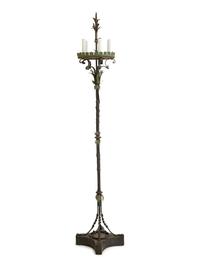A Mizner Style Painted Tole and Wrought Iron Five-Light Torchère