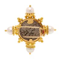 ELIZABETH LOCKE, ANCIENT COIN AND CULTURED PEARL BROOCH