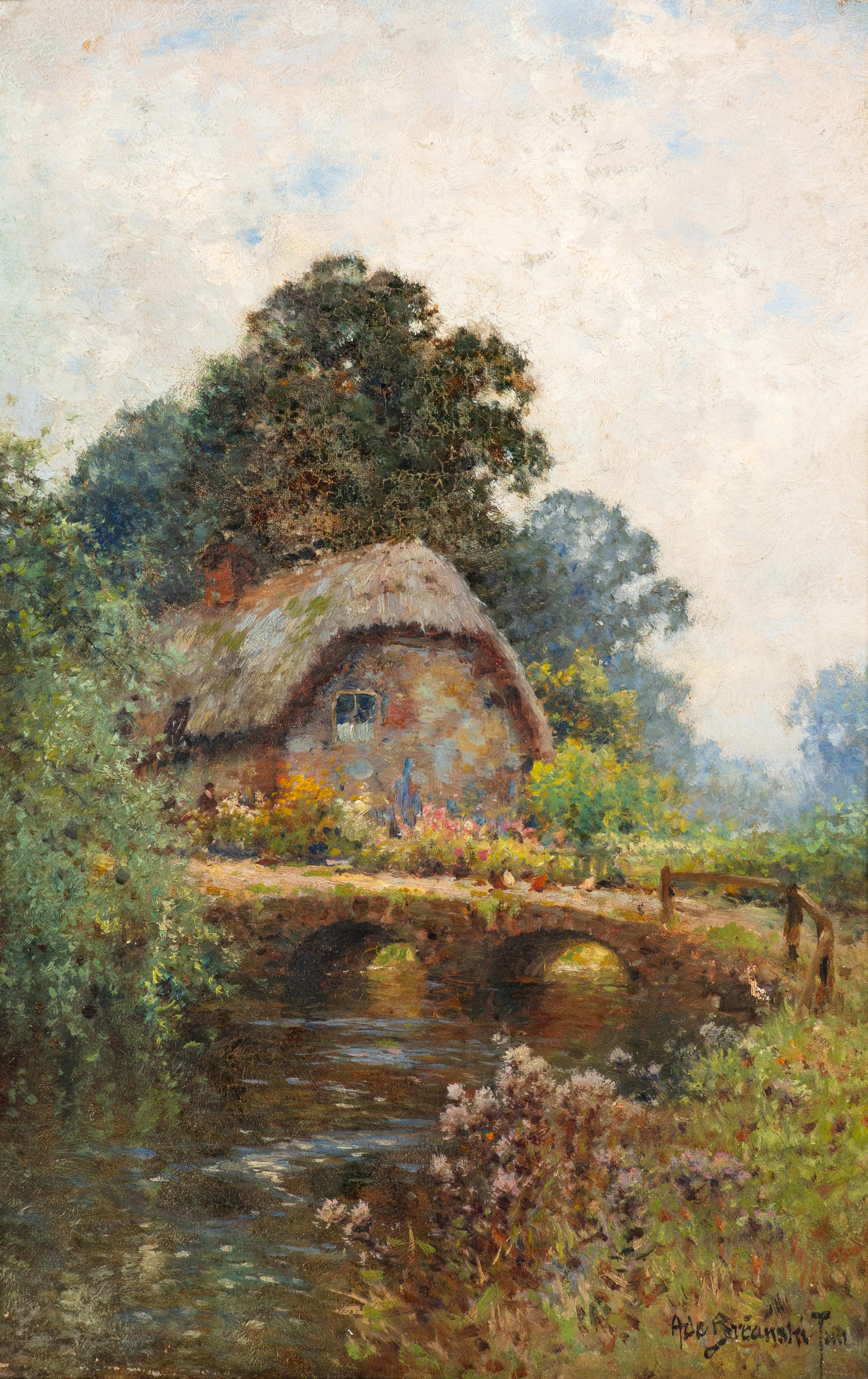 Alfred Fontville De Breanski Jr. (British, 1877-1957) — Cottages Overlooking a Stream (Two Works)