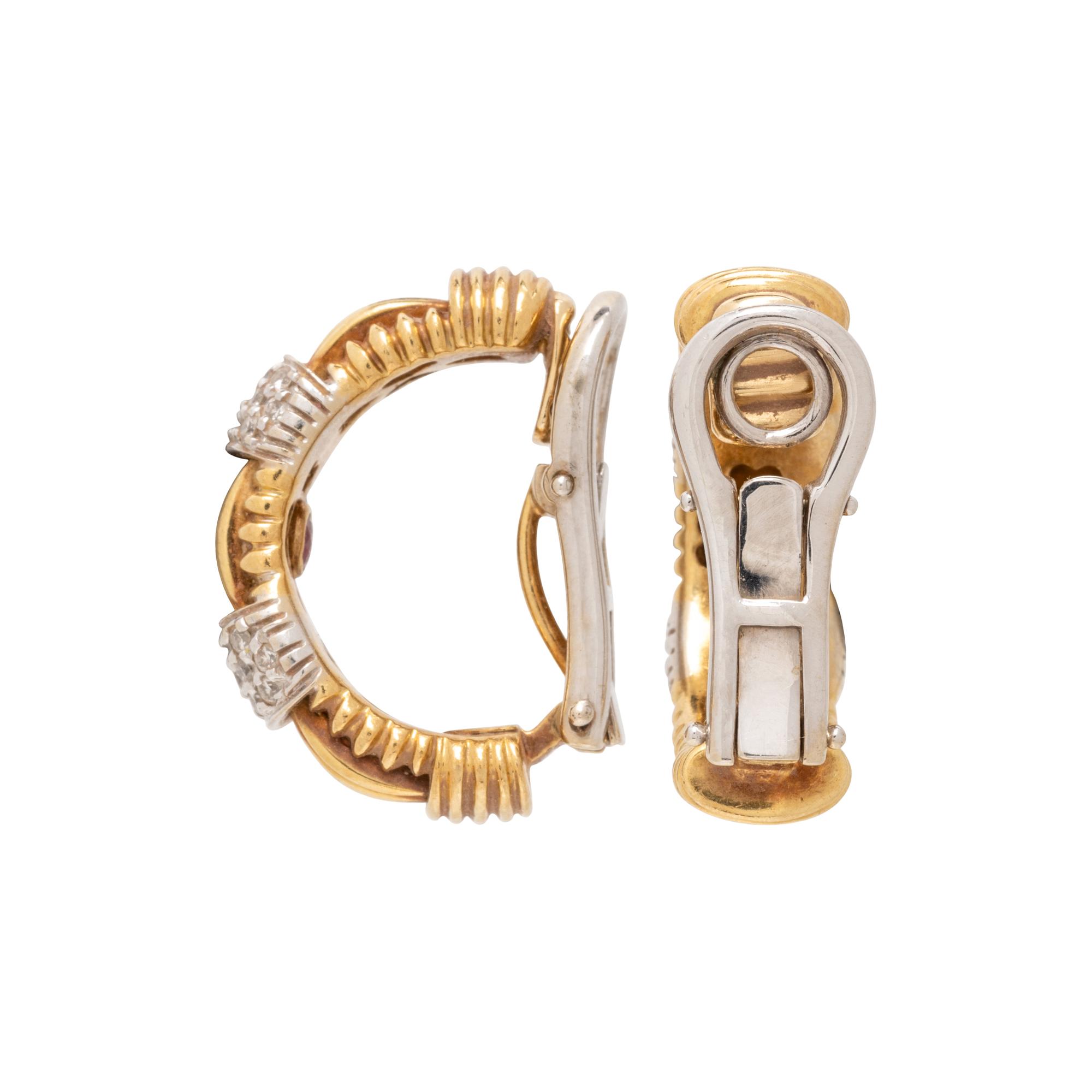 ROBERTO COIN, DIAMOND AND YELLOW GOLD CLIP EARRINGS