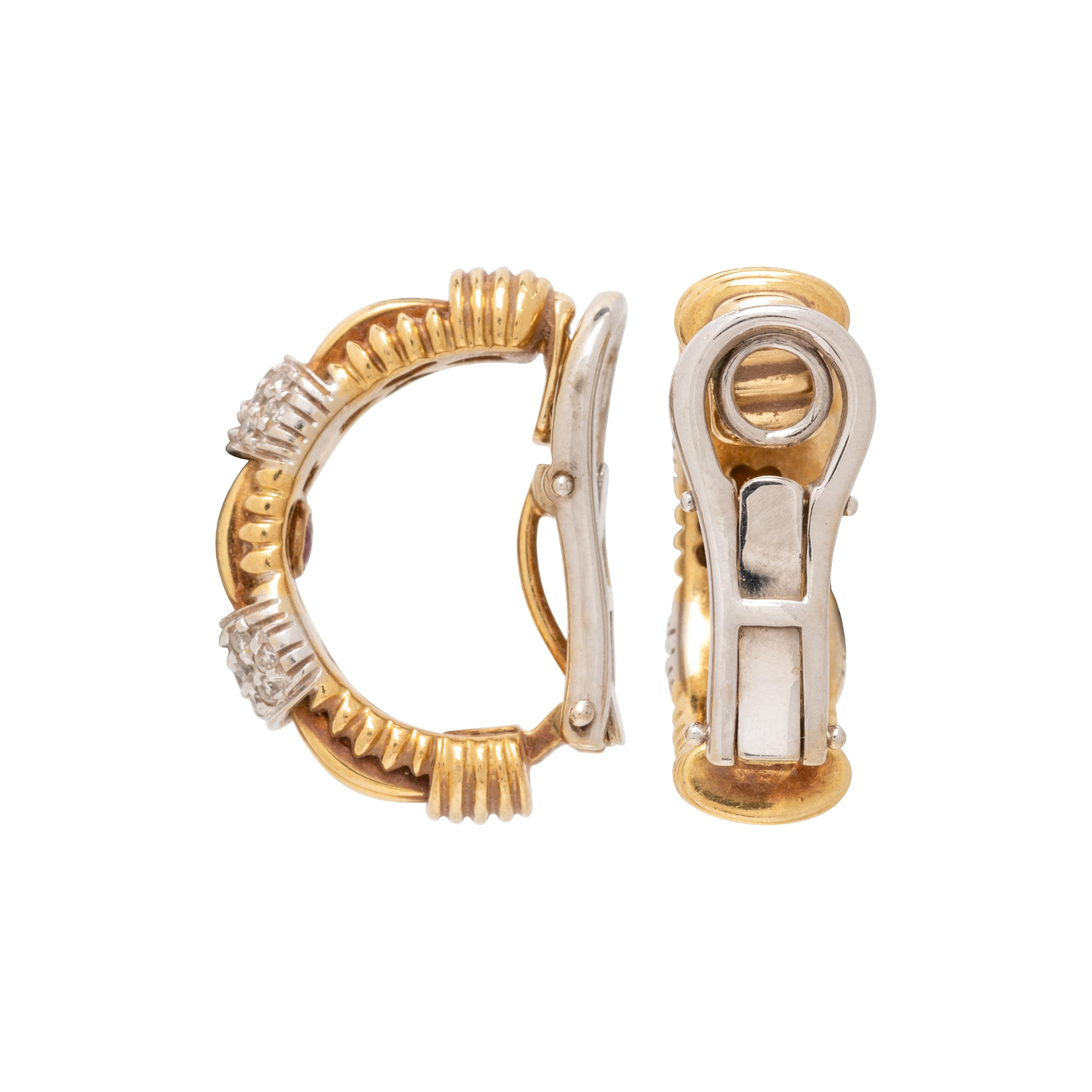 ROBERTO COIN, DIAMOND AND YELLOW GOLD CLIP EARRINGS