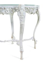 A Pair of White-Painted Cast Iron Tables