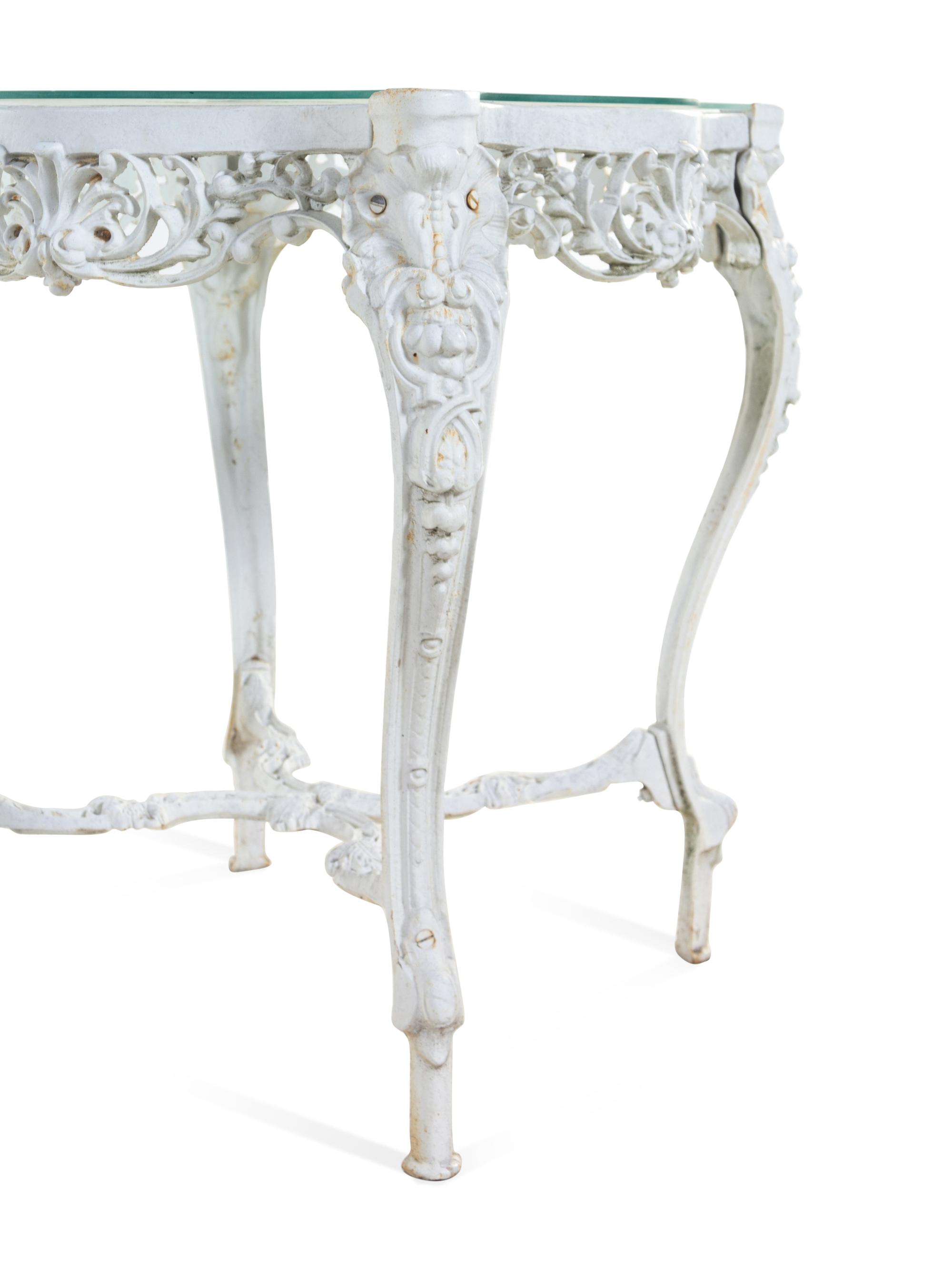 A Pair of White-Painted Cast Iron Tables