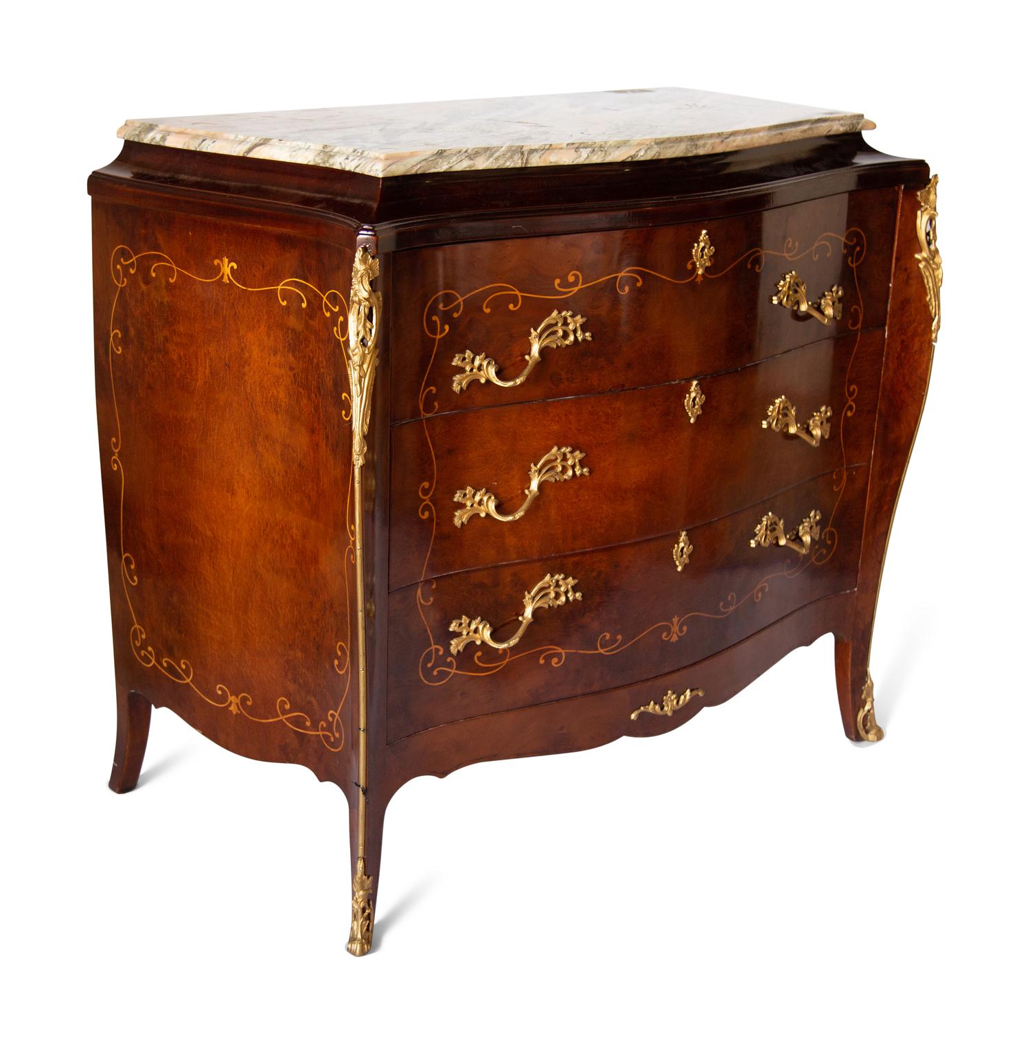 A Louis XV Style Gilt Bronze Mounted Marble-Top Commode — 20TH CENTURY