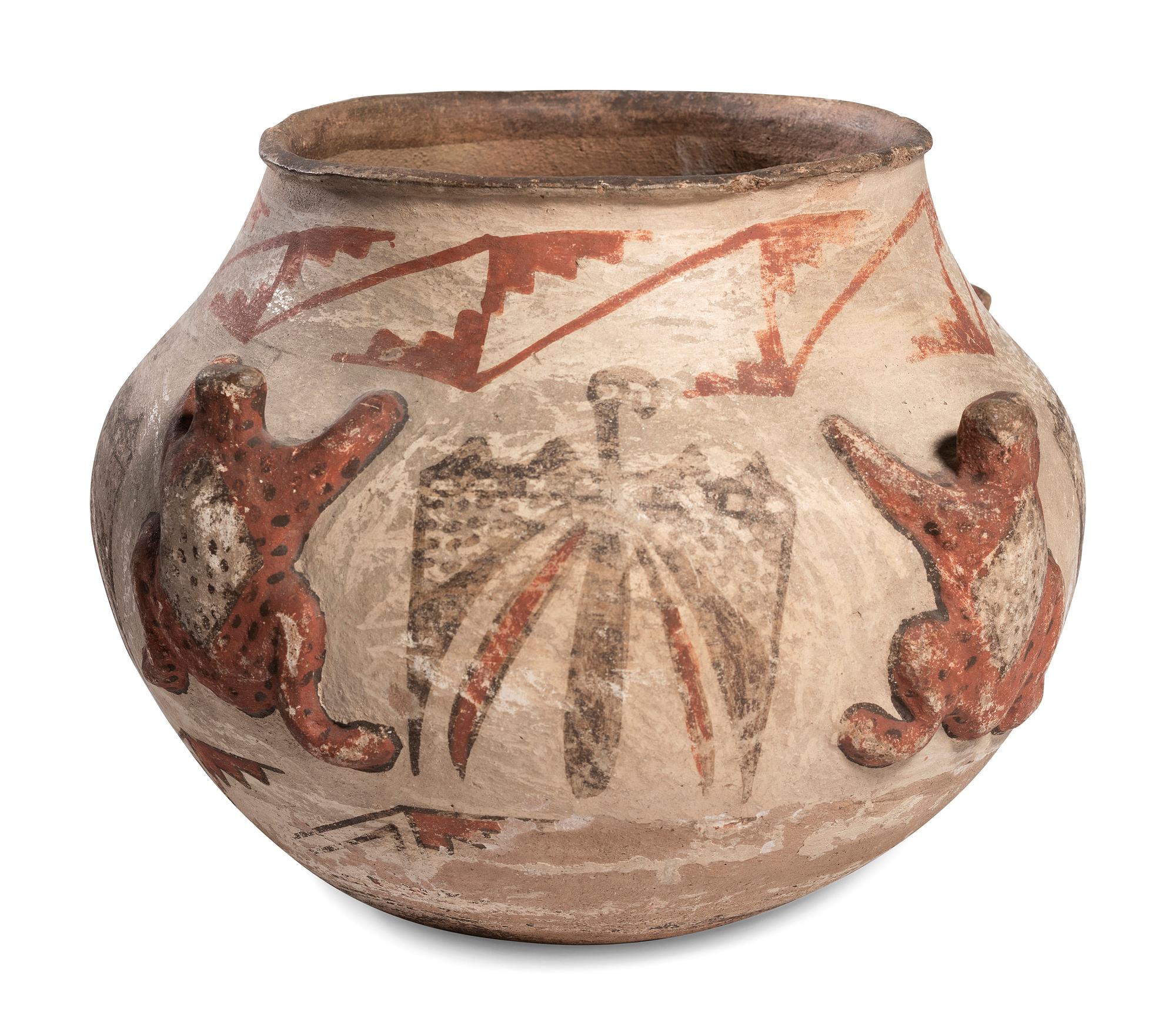 Zuni Polychrome Frog Pottery Jar
