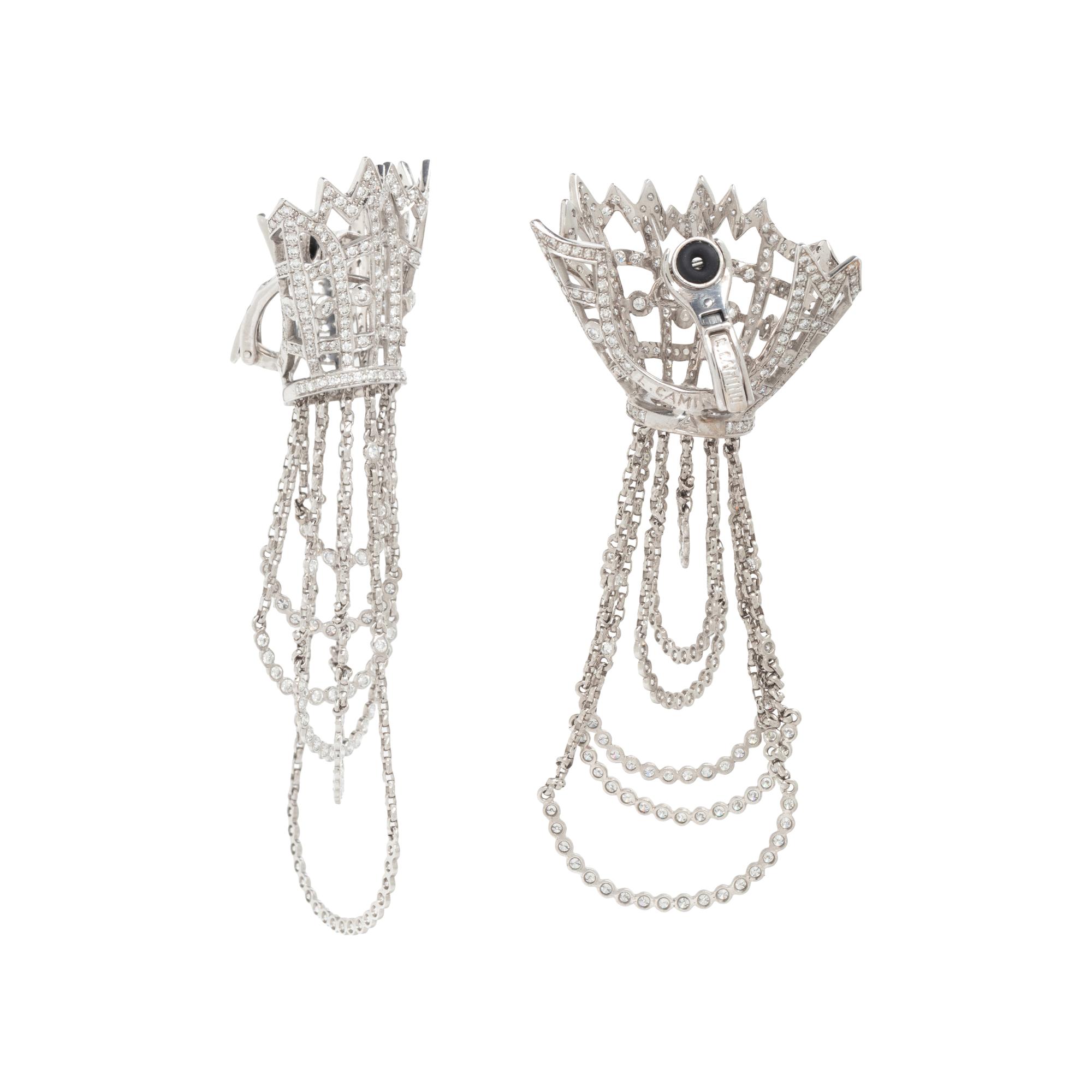 LUZ CAMINO, WHITE GOLD AND DIAMOND EARCLIPS
