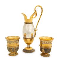A Pair of Mexican Silver and Silver Gilt Cups and Pitcher — Tane, 20th Century