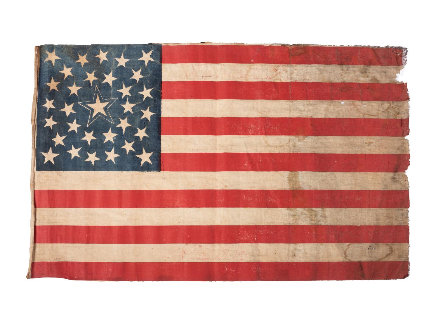 [FLAGS]. 31-star American parade flag. Ca 1850-1859.