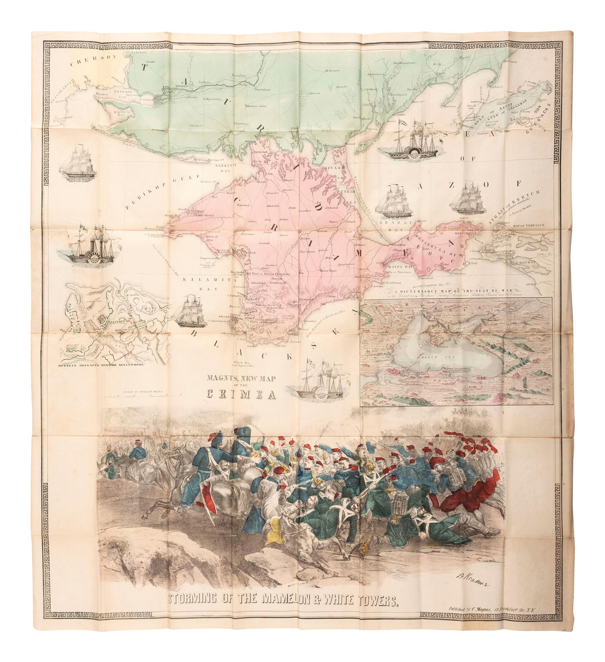 [CRIMEAN WAR]. Magnus, New Map of the Crimea. New York: C. Magnus, [1859]. RARE.