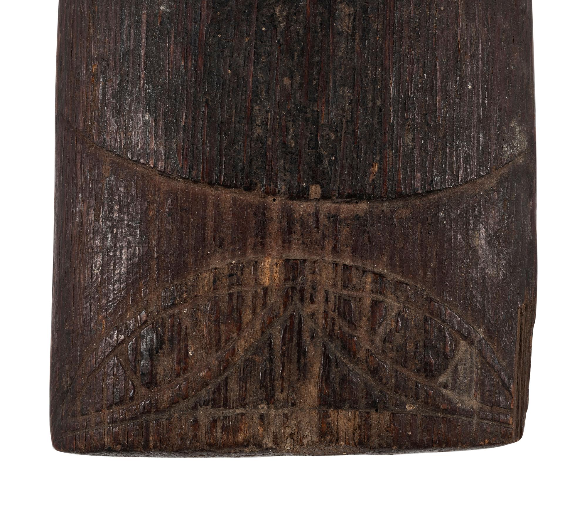 Polynesian Canoe Paddle, with Carved Decorations