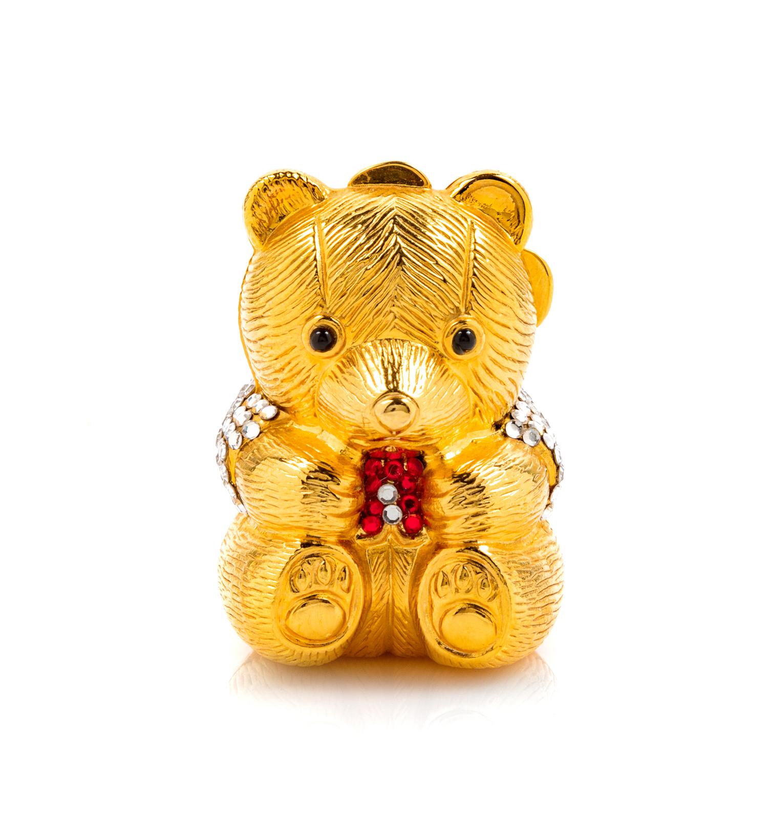 Judith Leiber Goldtone Bear Pill Box
