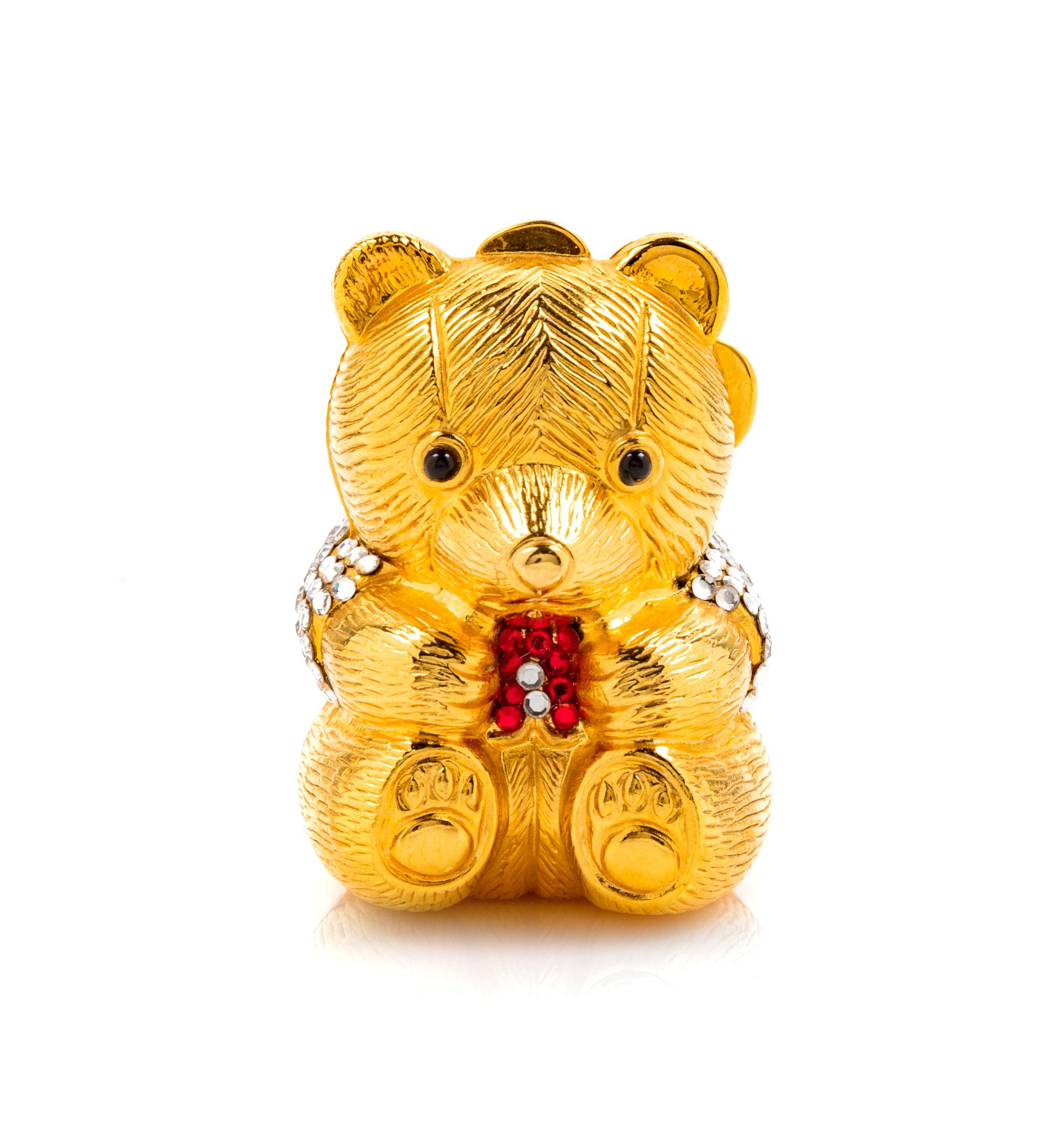 Judith Leiber Goldtone Bear Pill Box