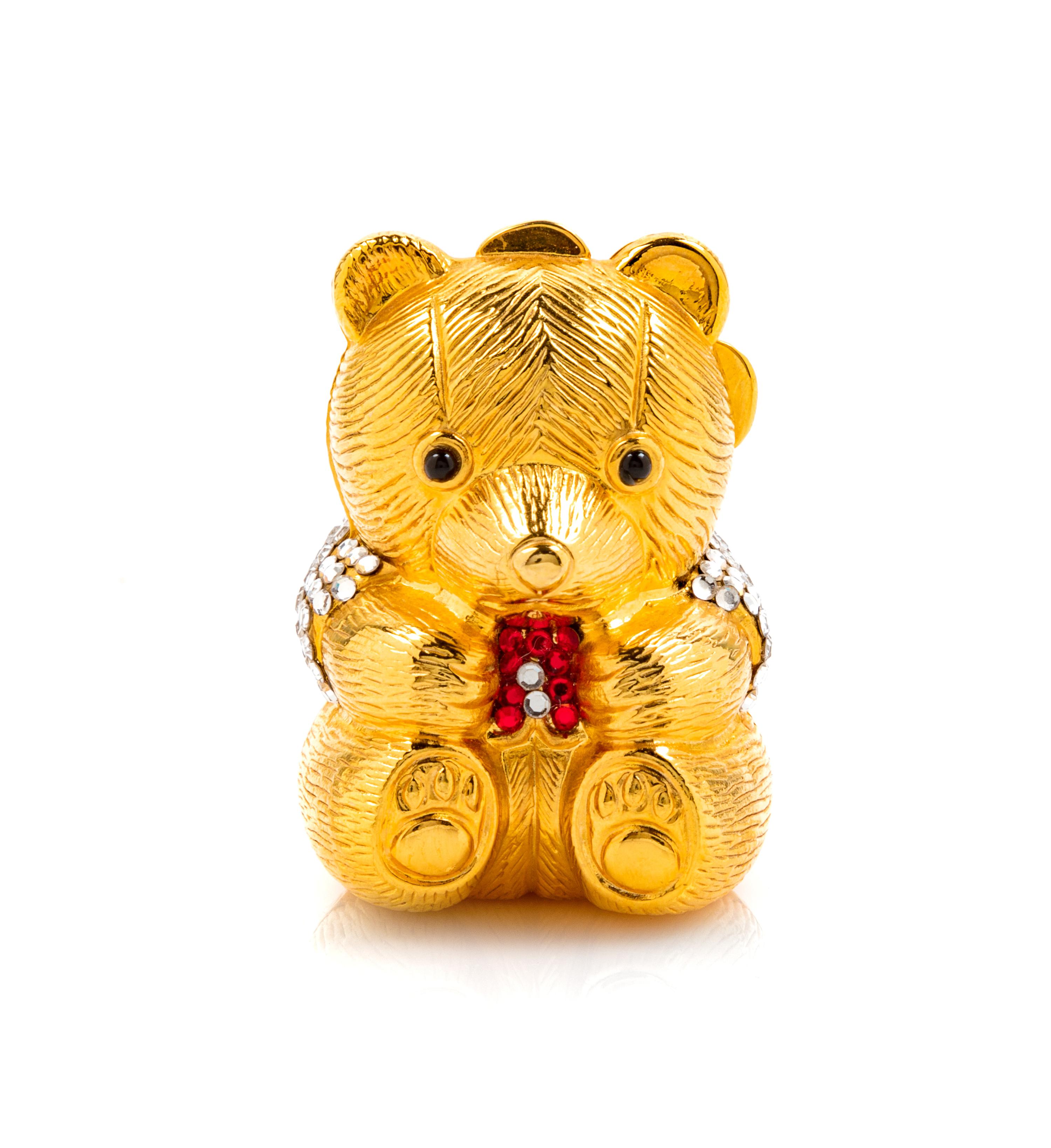 Judith Leiber Goldtone Bear Pill Box