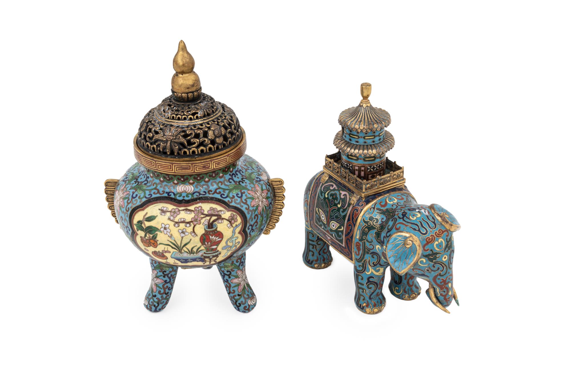Two Chinese Cloisonné Enamel Incense Burners