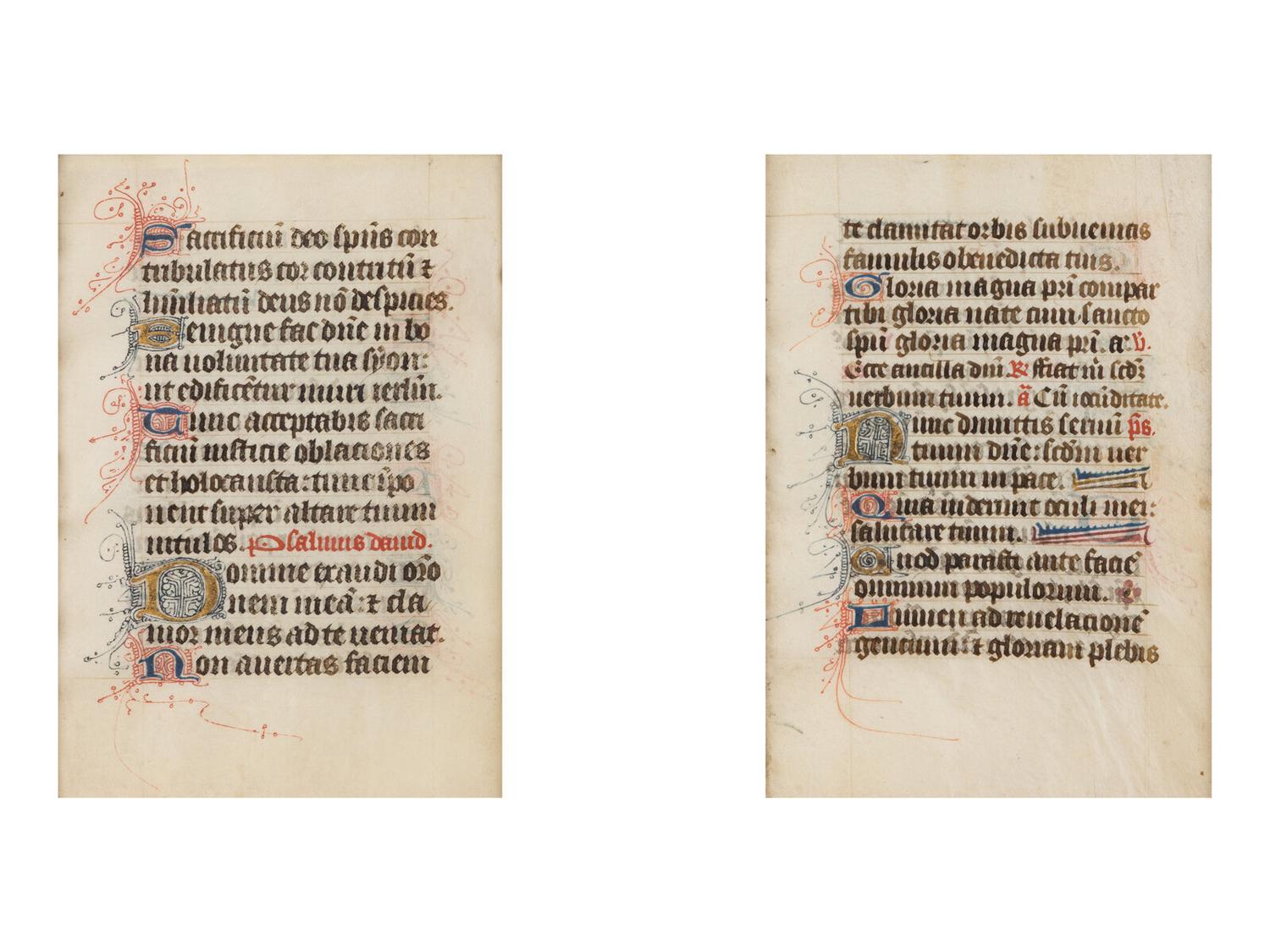 FOUR ILLUMINATED LEAVES FROM ASSORTED BOOKS OF HOURS FROM FRANCE, ITALY, AND THE NETHERLANDS