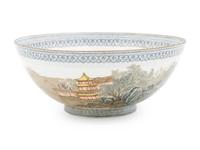 A Famille Rose ‘Landscape’ Egg-Shell Porcelain Bowl