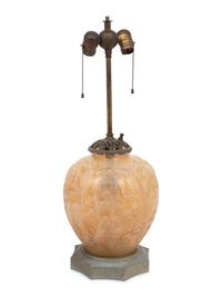 A Molded Opalescent Glass Vase Mounted as a Lamp