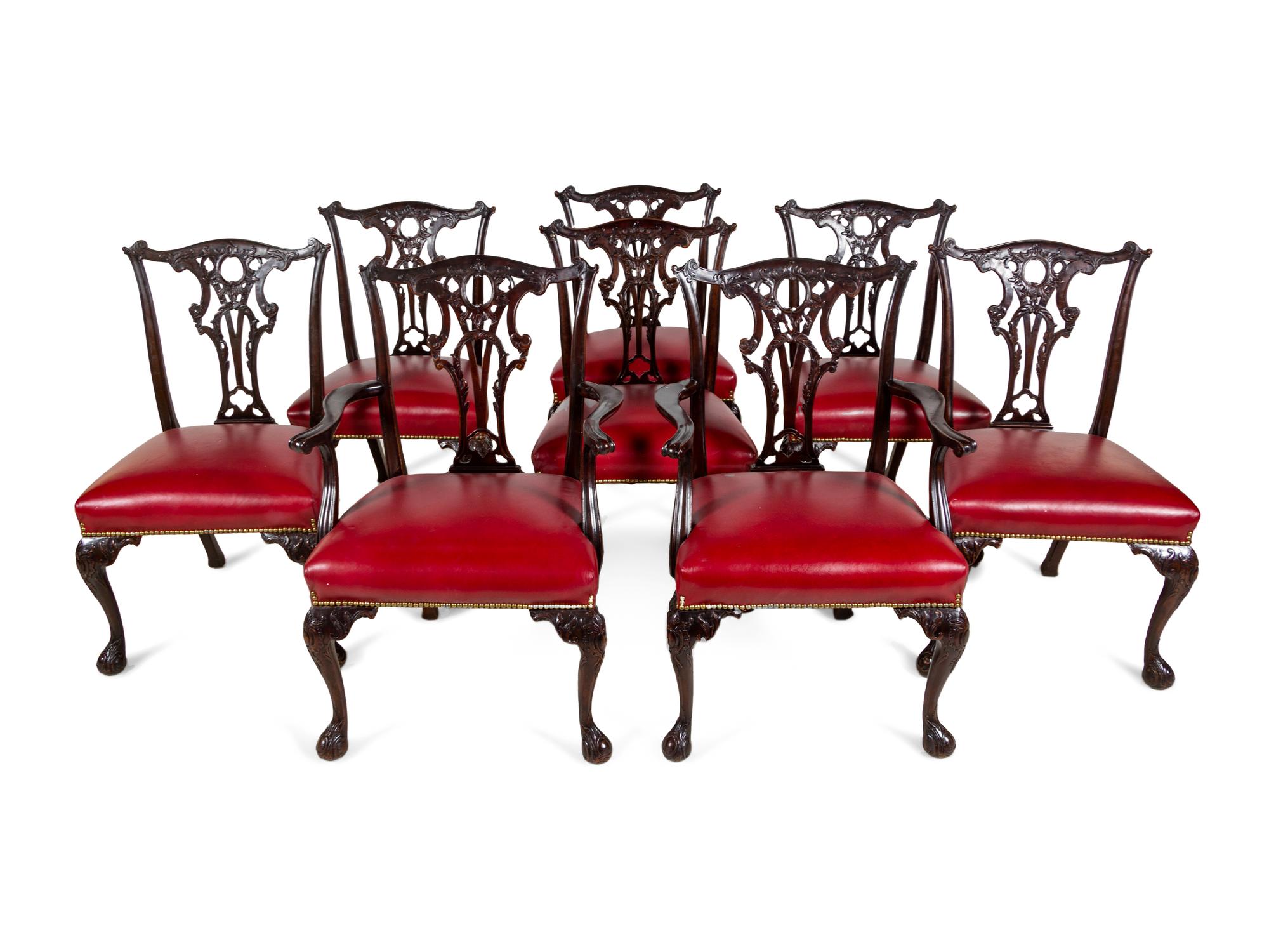 A Set of Eight George II Style Mahogany Dining Chairs