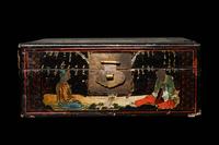 Two Gilt Decorated Black Lacquer Covered Boxes