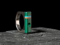 Squared Silver Ring with Inlay