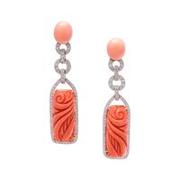 CORAL AND DIAMOND EARRINGS