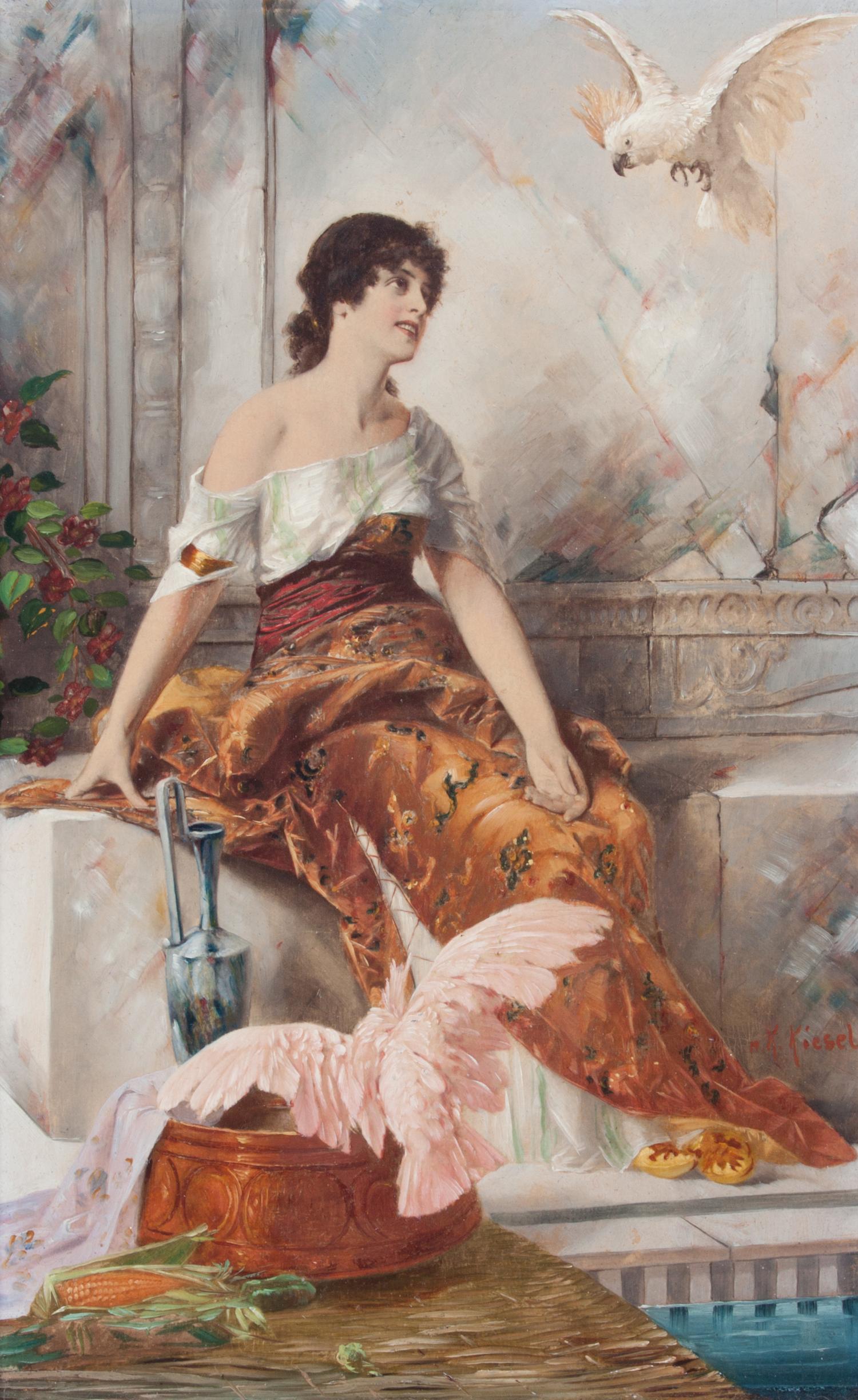M. K. Kiesel, (19th century), Woman with Exotic Birds