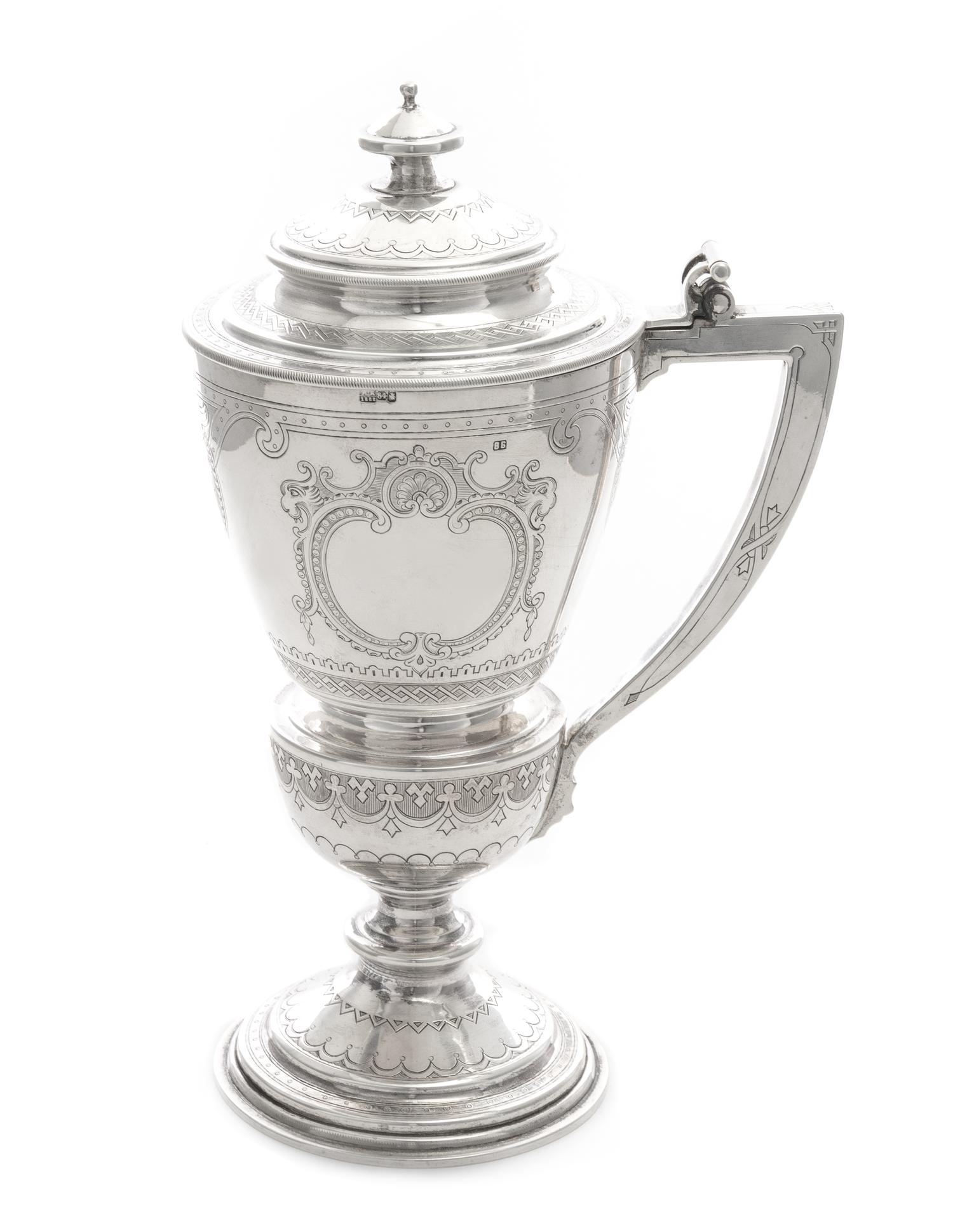 A Russian Silver Tankard, Likely Mark of Vasily Baladonov, Assay of Ivan Konstantinov, Moscow, 1882, the handled baluster form body rai