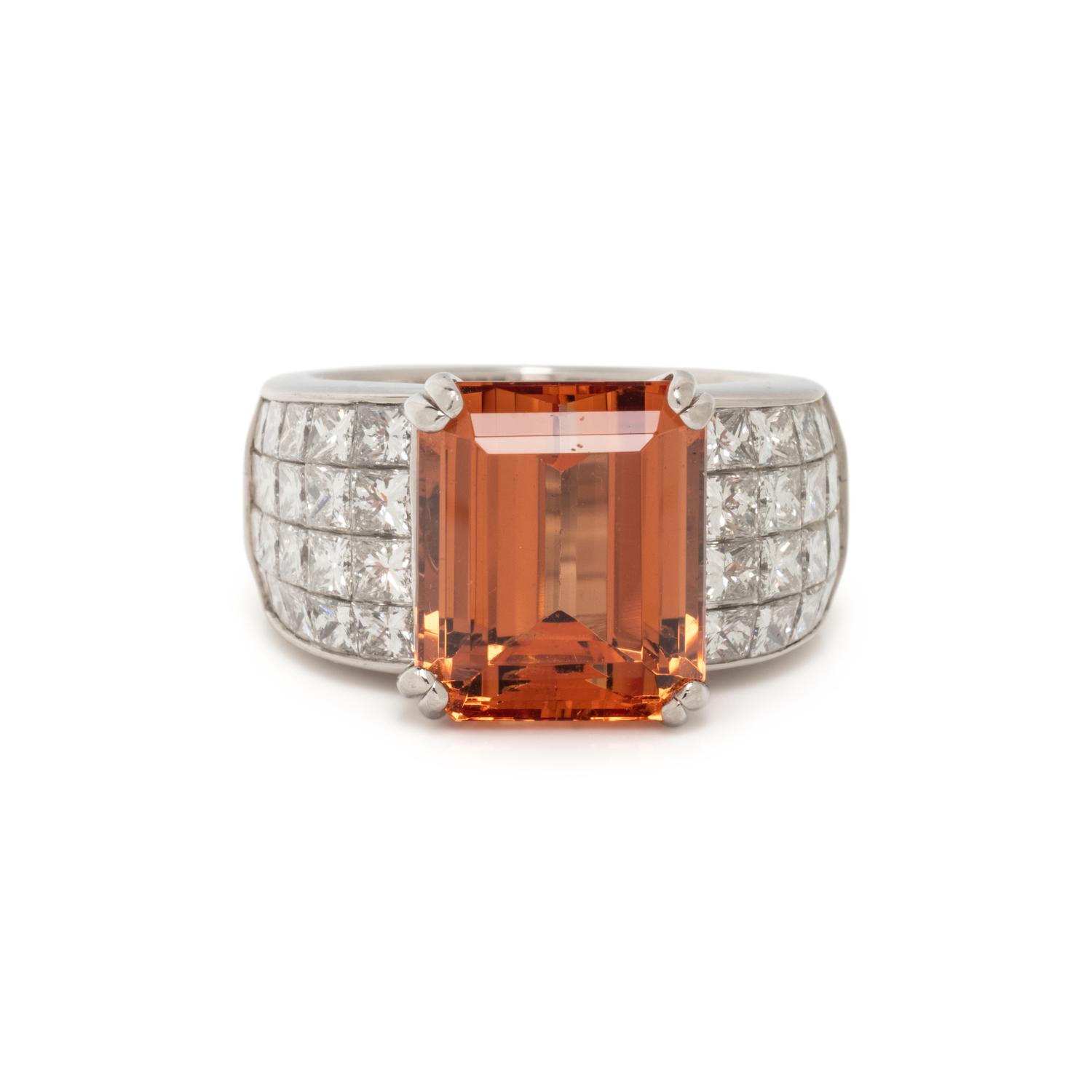 ORANGE TOPAZ AND DIAMOND RING