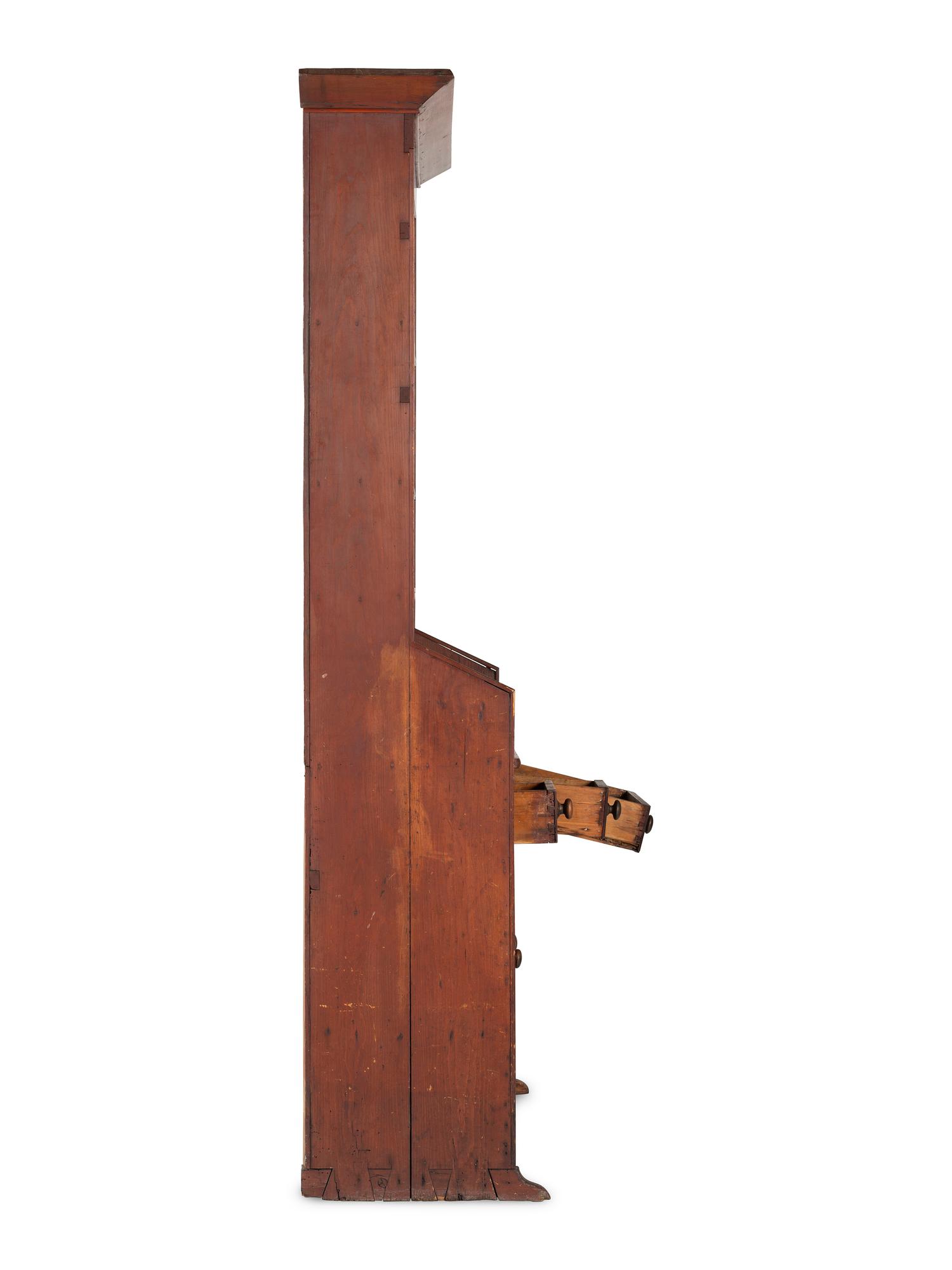A Country Red-Stained Pine Step-Back Dish Rack