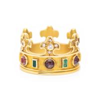 MULTIGEM AND DIAMOND CROWN RING