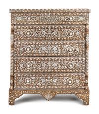 A Syrian Mother-of-Pearl Inlaid Walnut Chest of Drawers