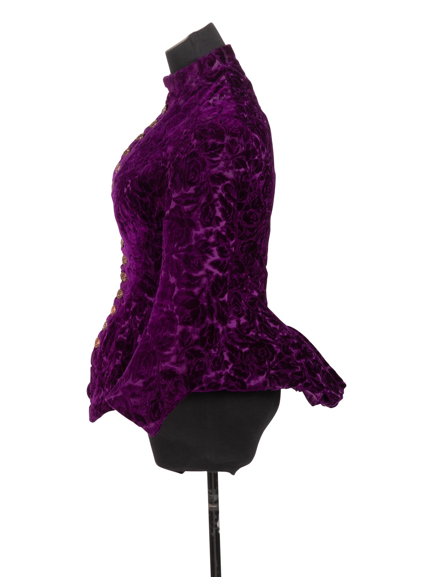 Three Velvet Pieces: One Two-Piece Dress Ensemble with Lace Collar, One Bodice, 1880s