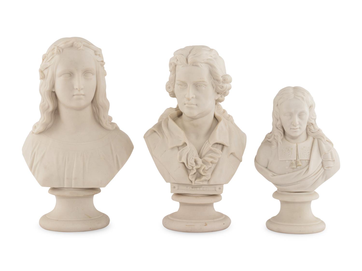 A Group of Three Parianware Busts