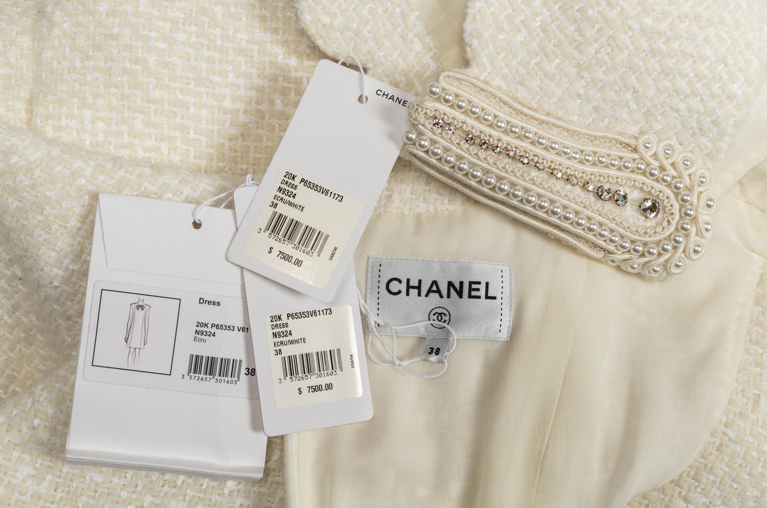 Chanel White Dress with Black Bow, 2020