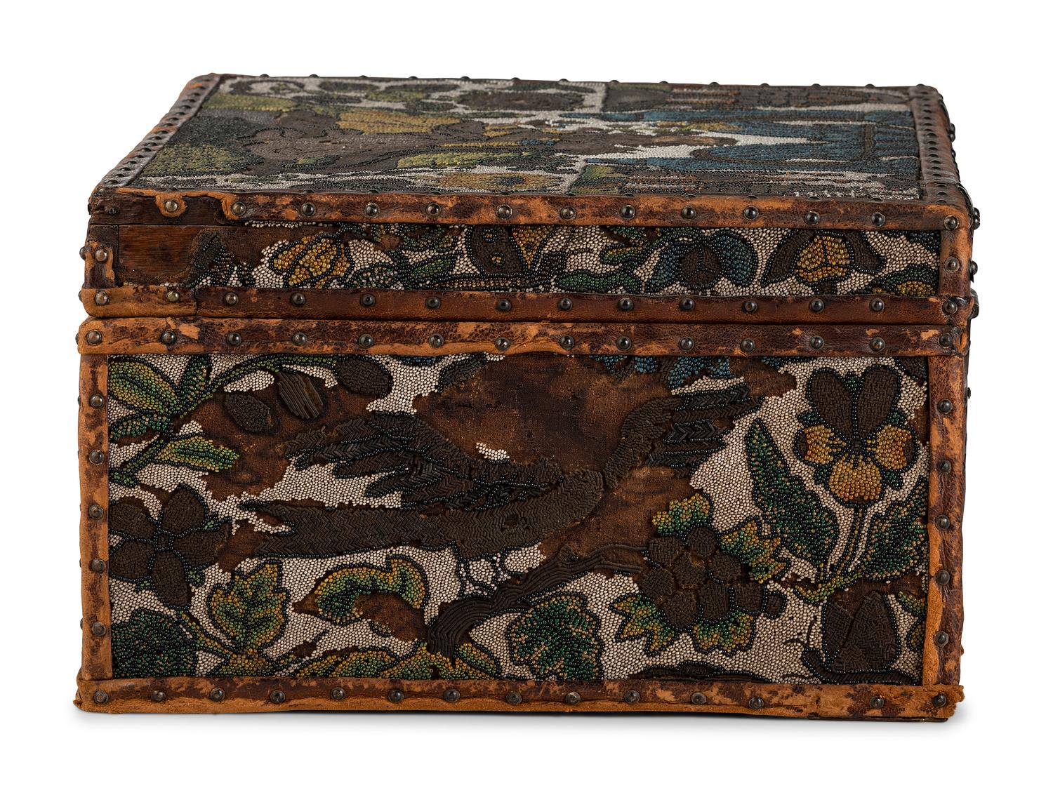 An English Beadwork Decorated Document Box