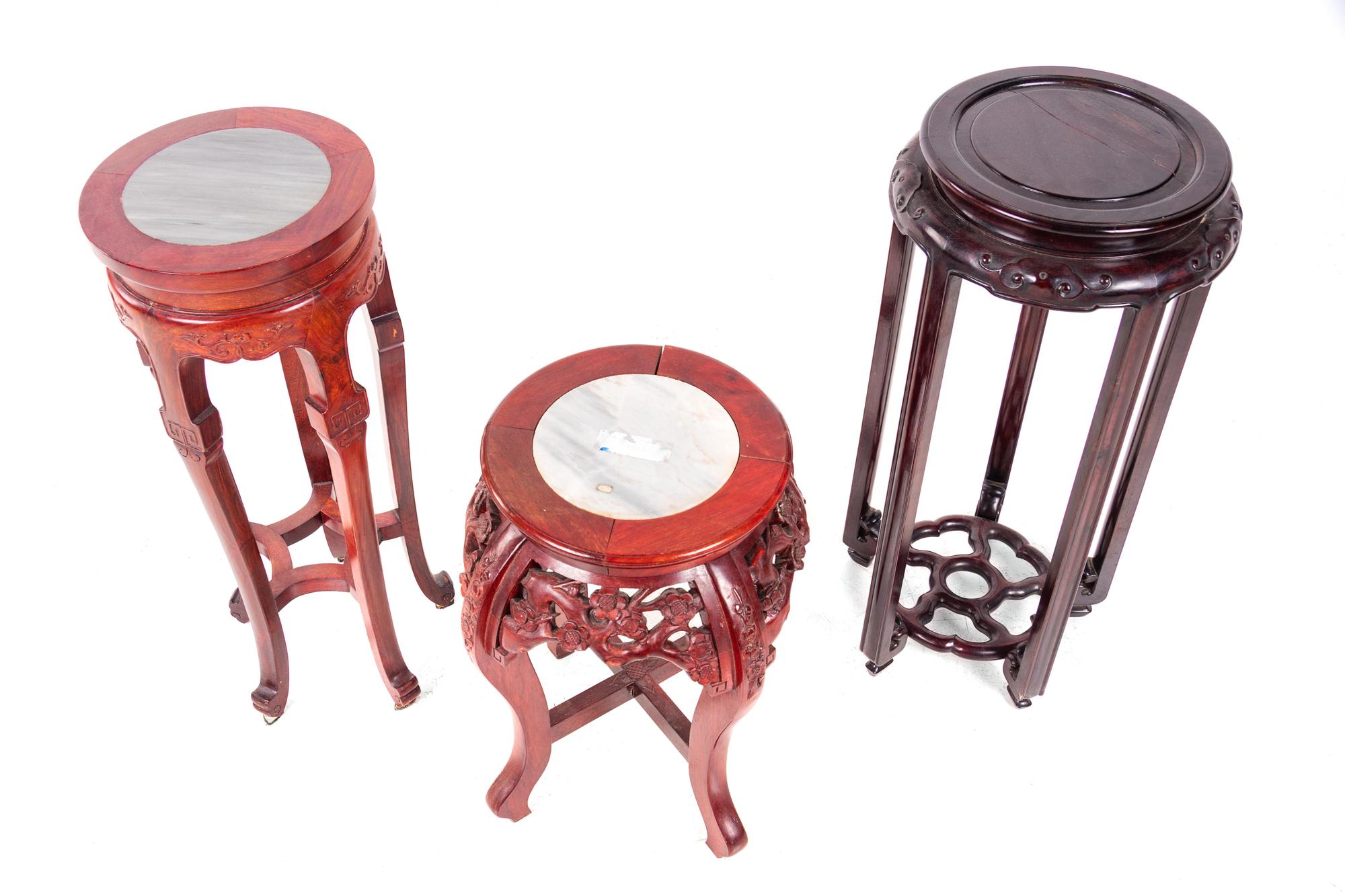 Three Chinese Hardwood Circular Stands