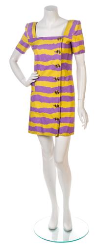 A Christian Lacroix Purple and Yellow Dress Ensemble, Jacket size 8.