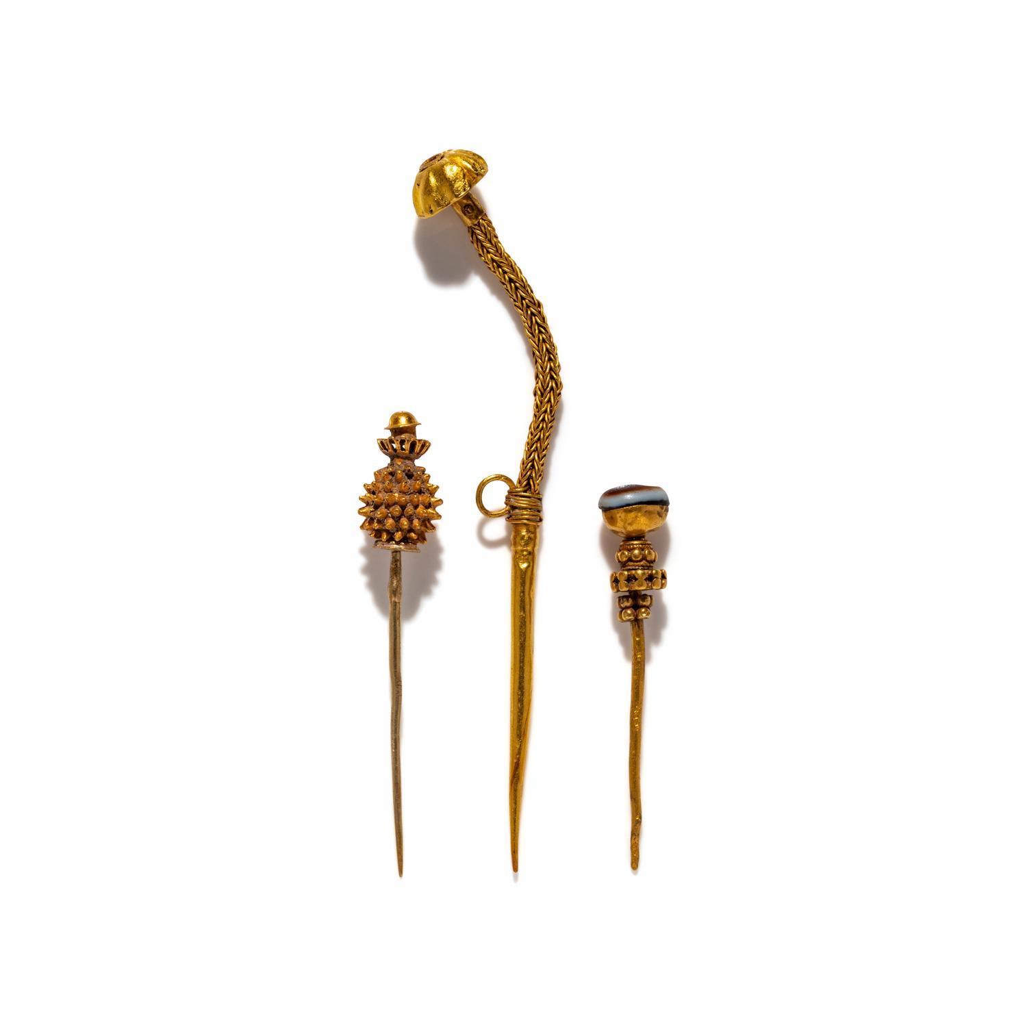 Three Greco-Roman Gold Stickpins