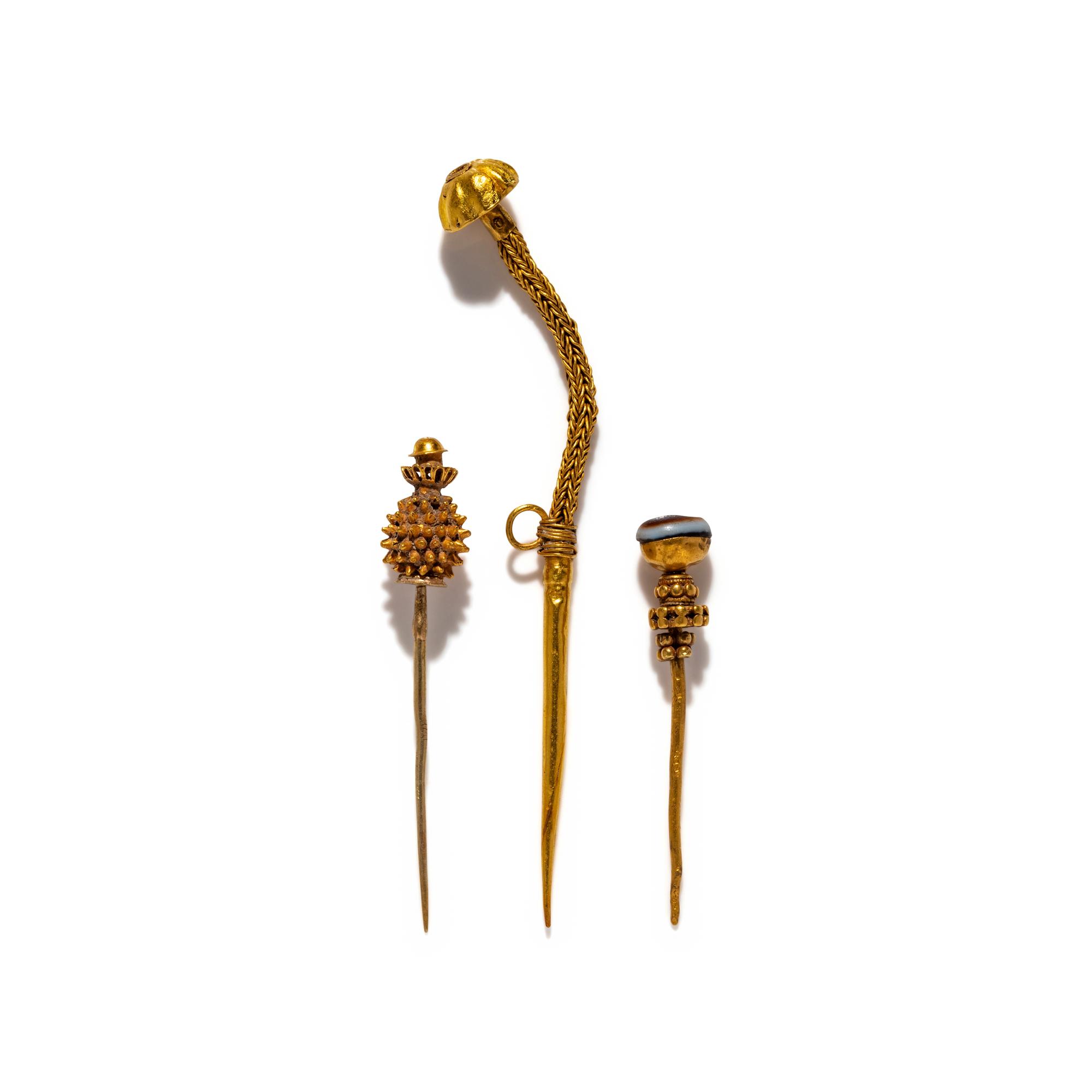 Three Greco-Roman Gold Stickpins