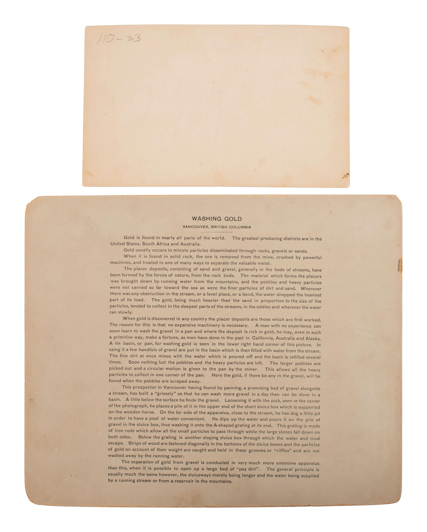 [WESTERN AMERICANA - MINING]. A group of 3 photographs of gold miners at work.