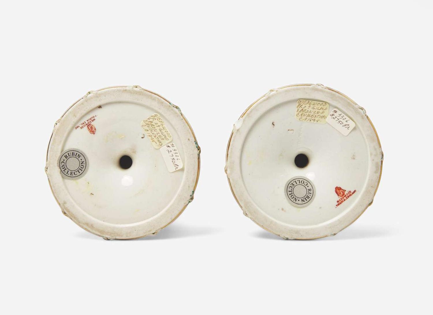 A Pair of Wedgwood Victoria Ware Candlesticks, UK, 1880s