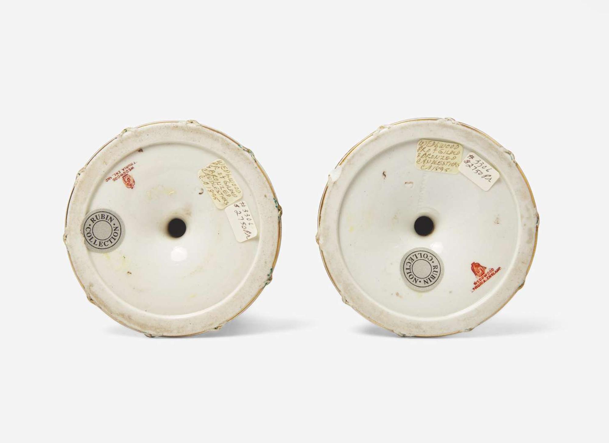 A Pair of Wedgwood Victoria Ware Candlesticks, UK, 1880s