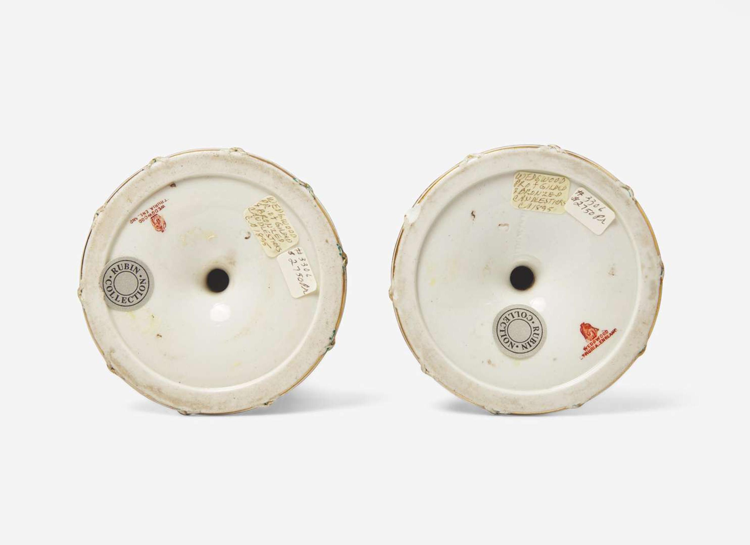 A Pair of Wedgwood Victoria Ware Candlesticks, UK, 1880s