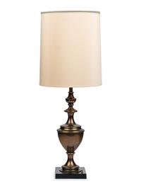 A Patinated Brass Urn-Form Table Lamp