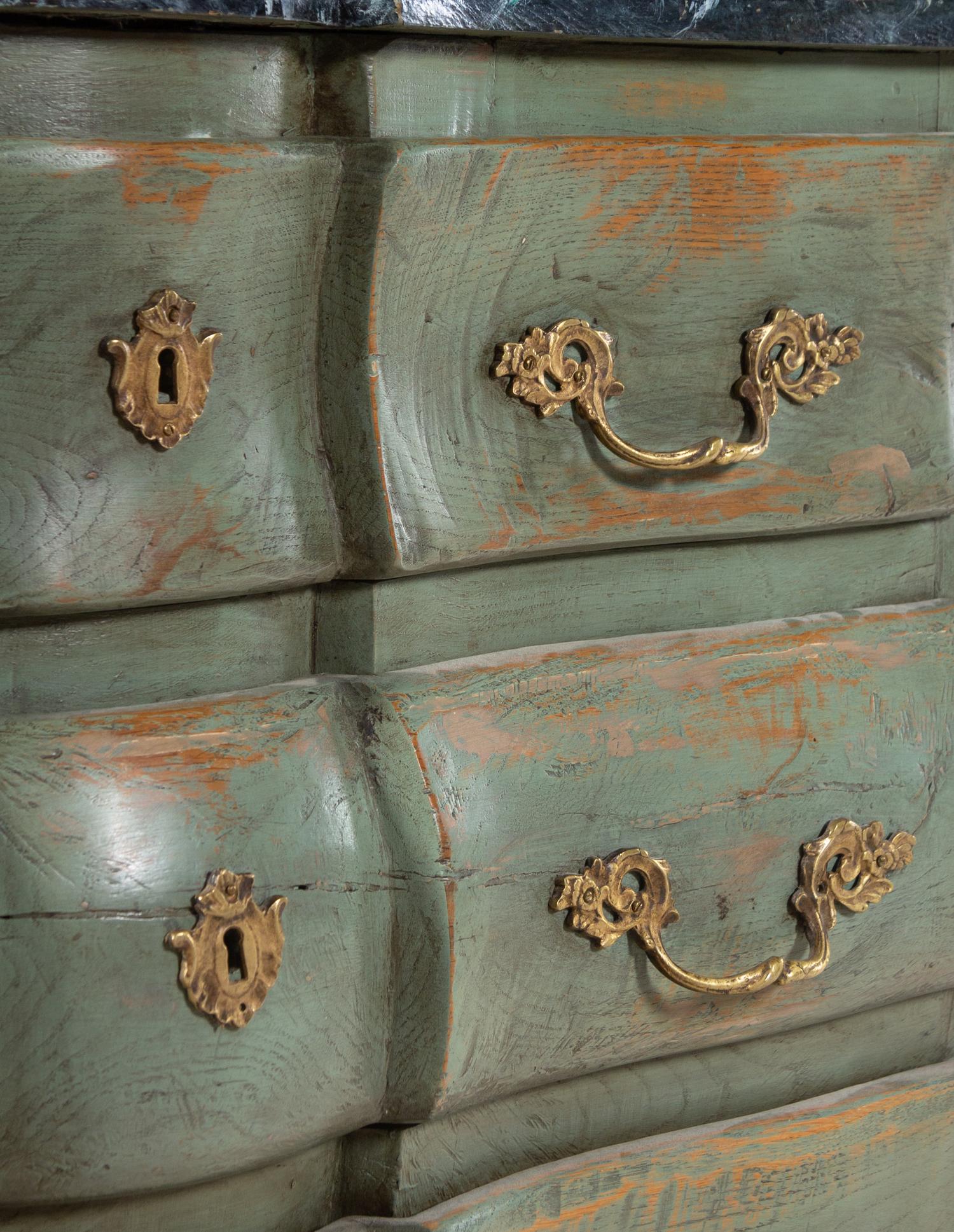 An Italian Painted Faux Marble-Top Commode