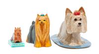 Two Yorkshire Terrier Figures Width of widest 9 1/4 inches.