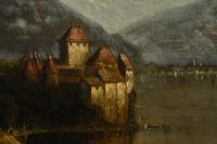 Morning, View of the Chillon Castle, Switzerland, the Alps in the Distance , c. 1882-83