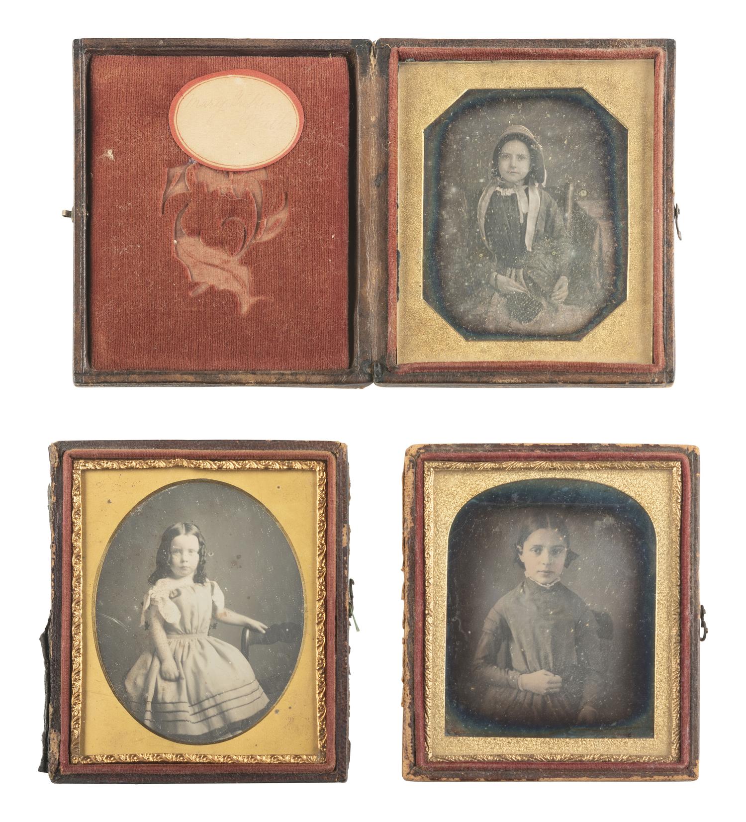 [EARLY PHOTOGRAPHY]. 15 sixth plate daguerreotypes of young girls.